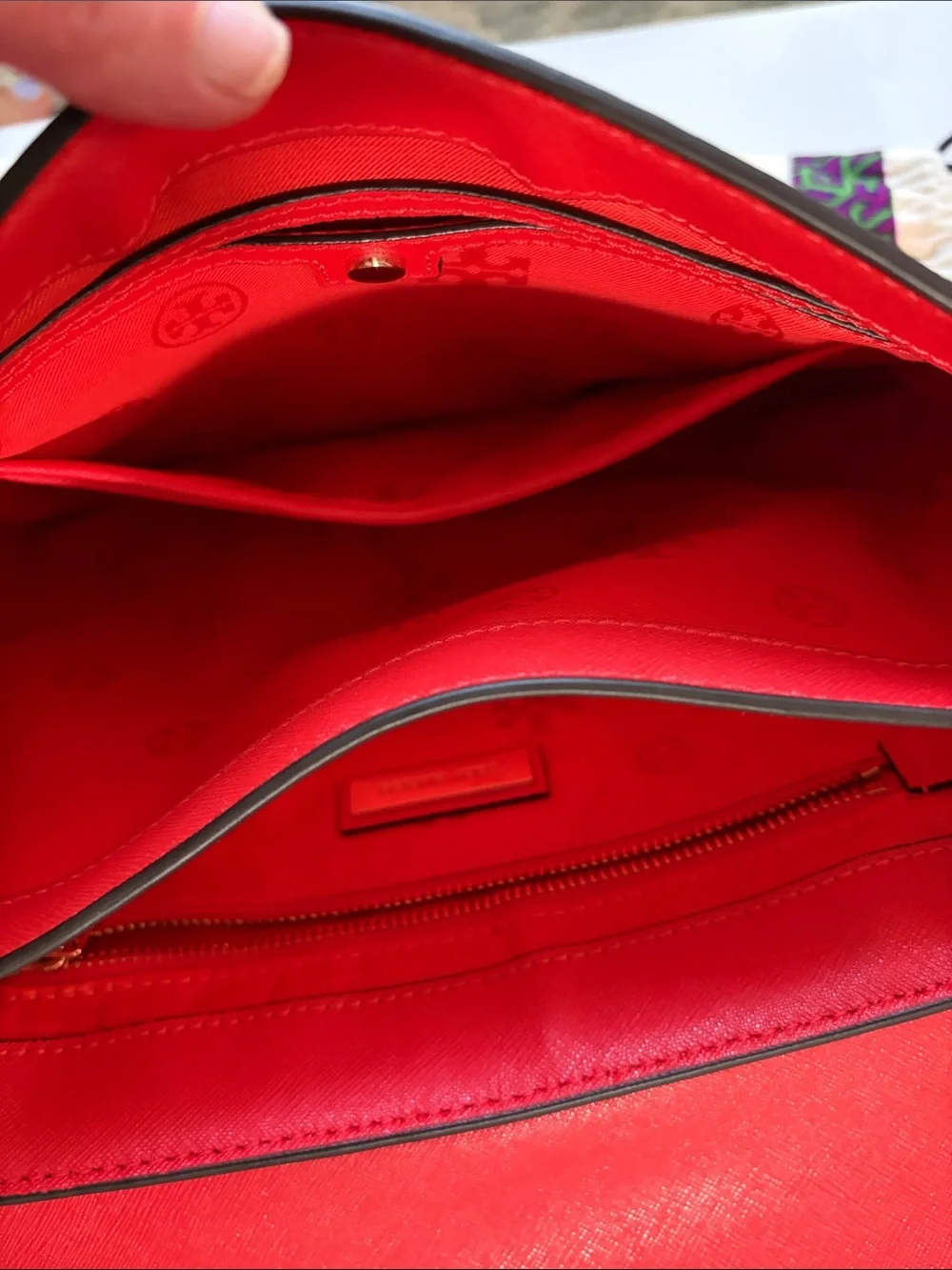 Tory Burch Red Saffiano Leather Crossbody with Gold Hardware